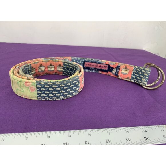 Vineyard Vines Other - Vineyard Vines Belt D Rings Nautical Patchwork Cotton Fabric Adjustable Size Lar